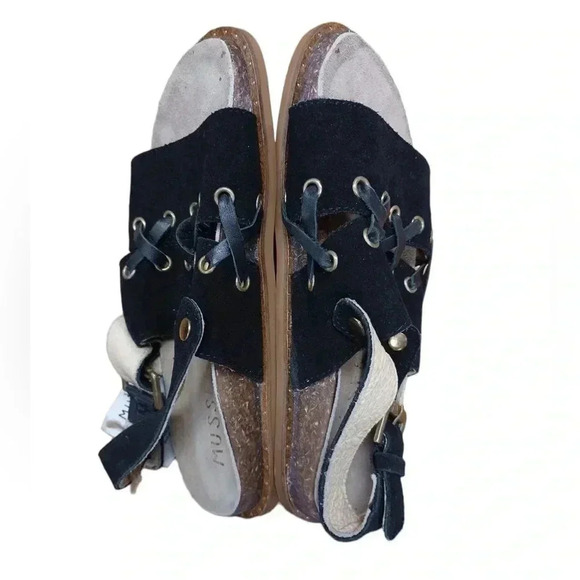 Anthropologie  Musse & Cloud Black Suede Sling Back Sandals Size 7 - Picture 7 of 12